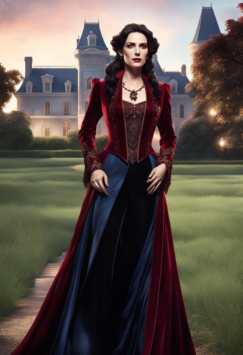 Countess Portrait in Dark-Navy Blue, Digital Art