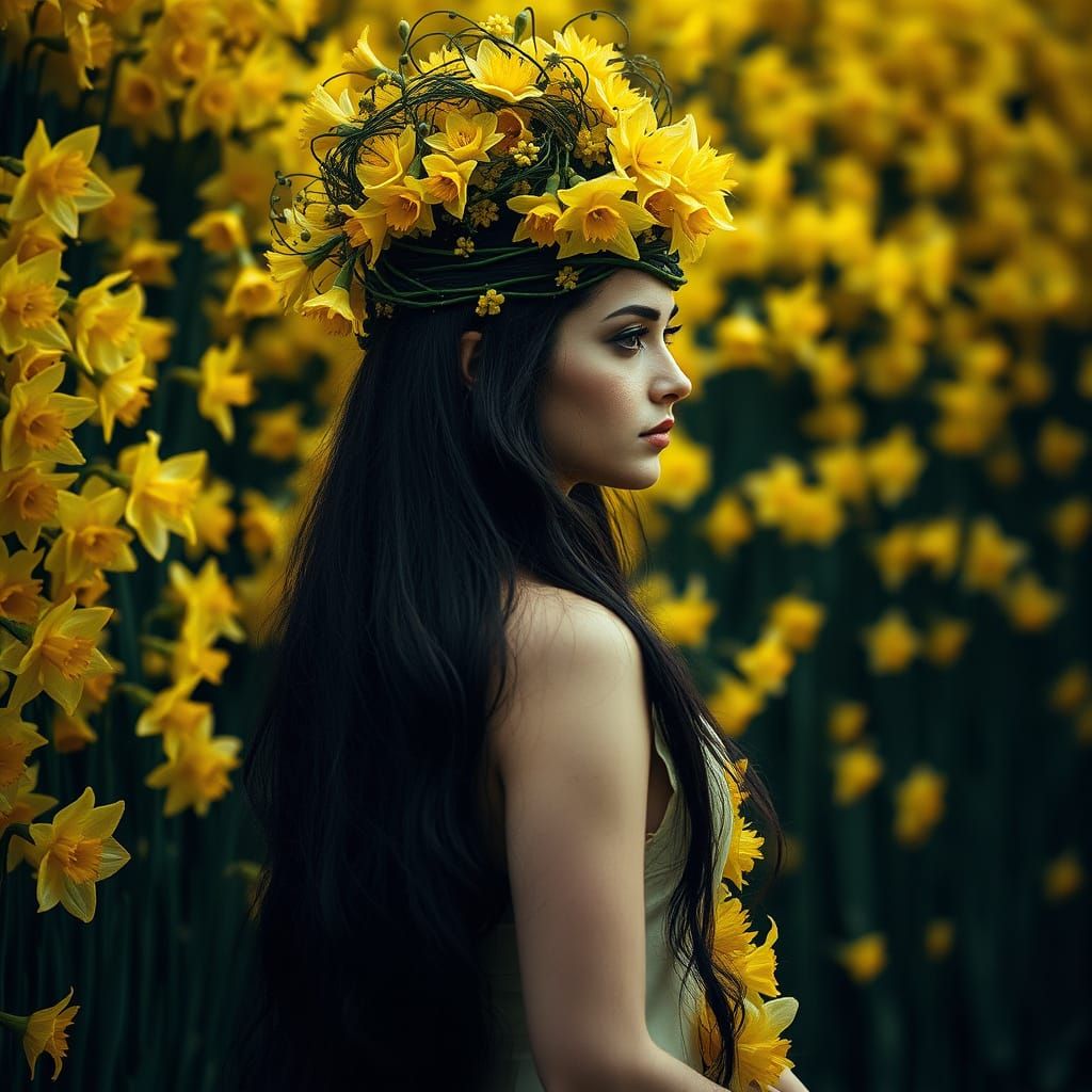Regal Lady in Daffodil Paradise