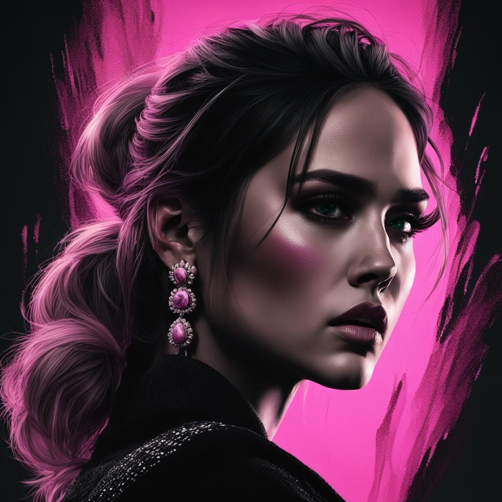 Dramatic Portrait of a Woman in Black and White