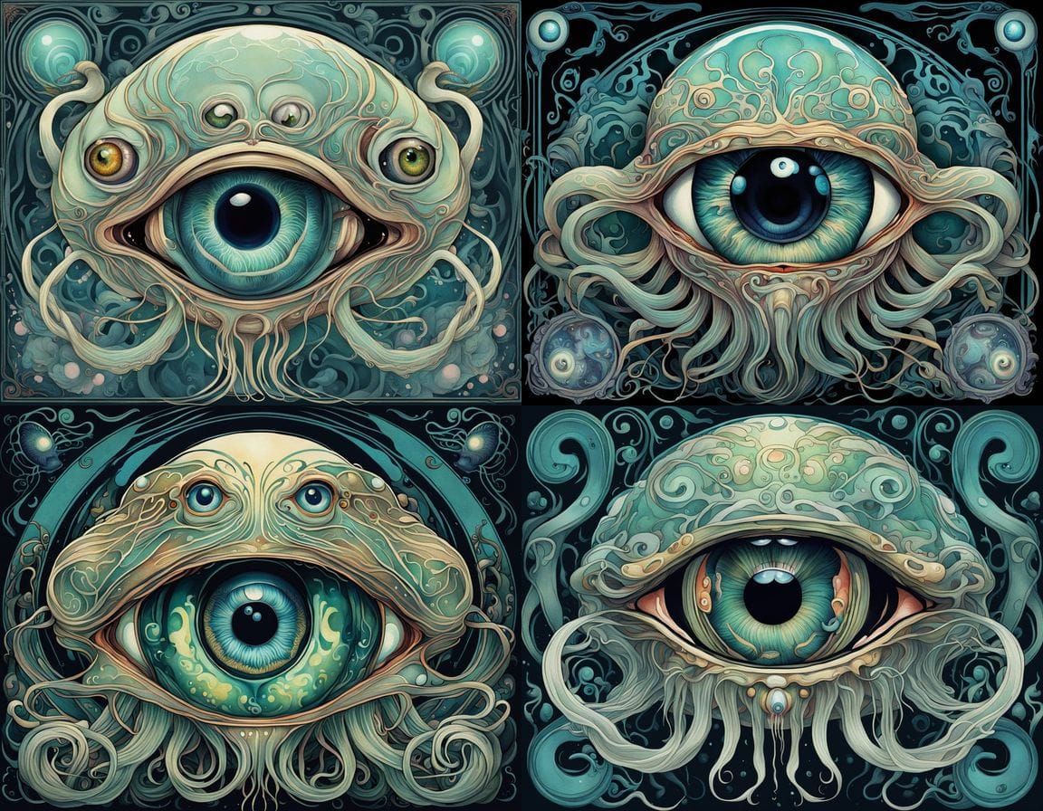 Surreal Monkey Creature in Art Nouveau Style