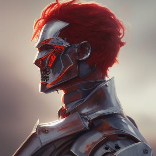 Evil Red Haired Knight in a Suit of Armor