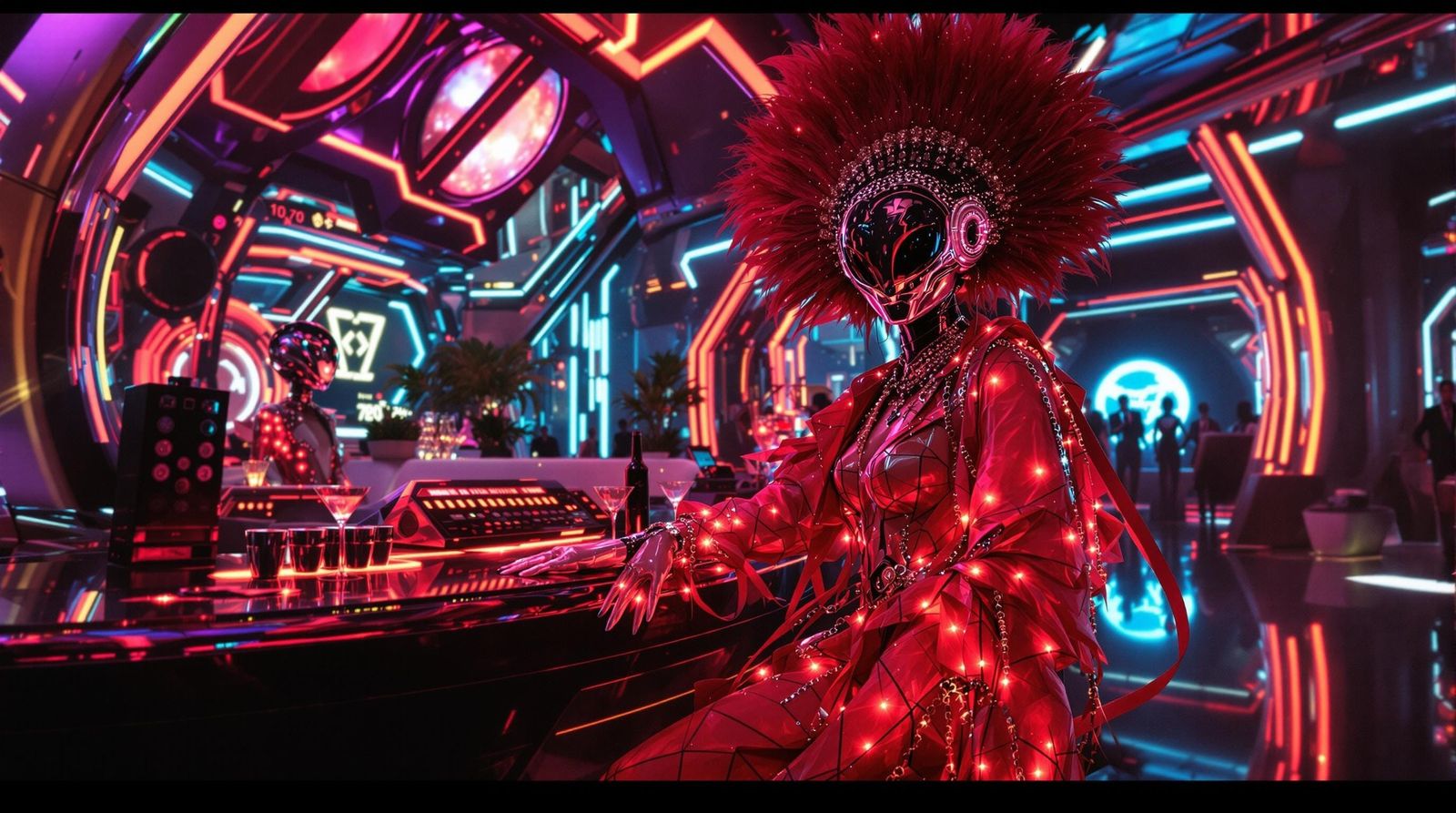 Galactic Disco Utopia in Neon Luxury