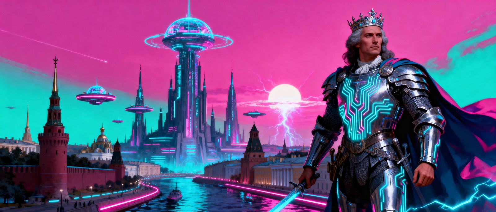 Peter the Great in Cyberpunk St. Petersburg, Year 3000