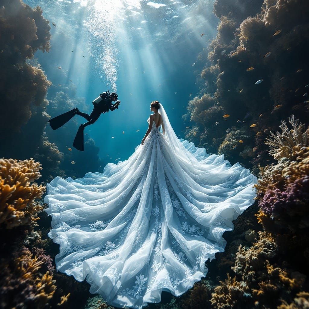 Underwater Fashion Scene in Realistic Style