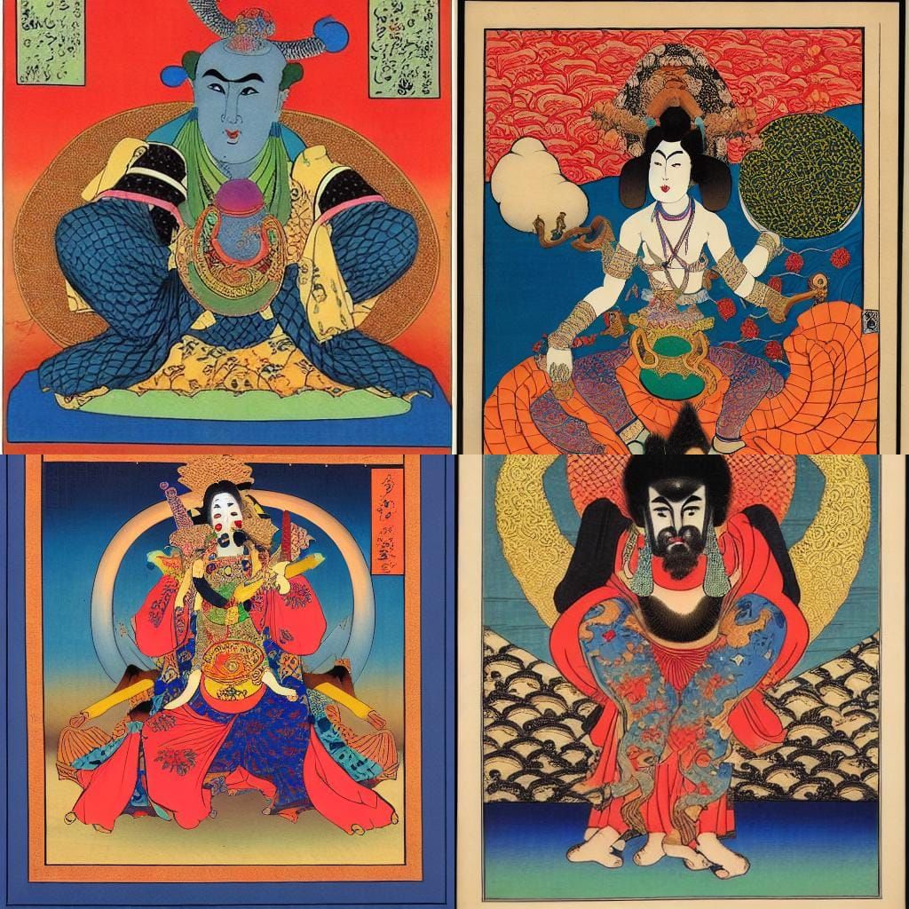 Grotesque Genie in Mixed Art Styles