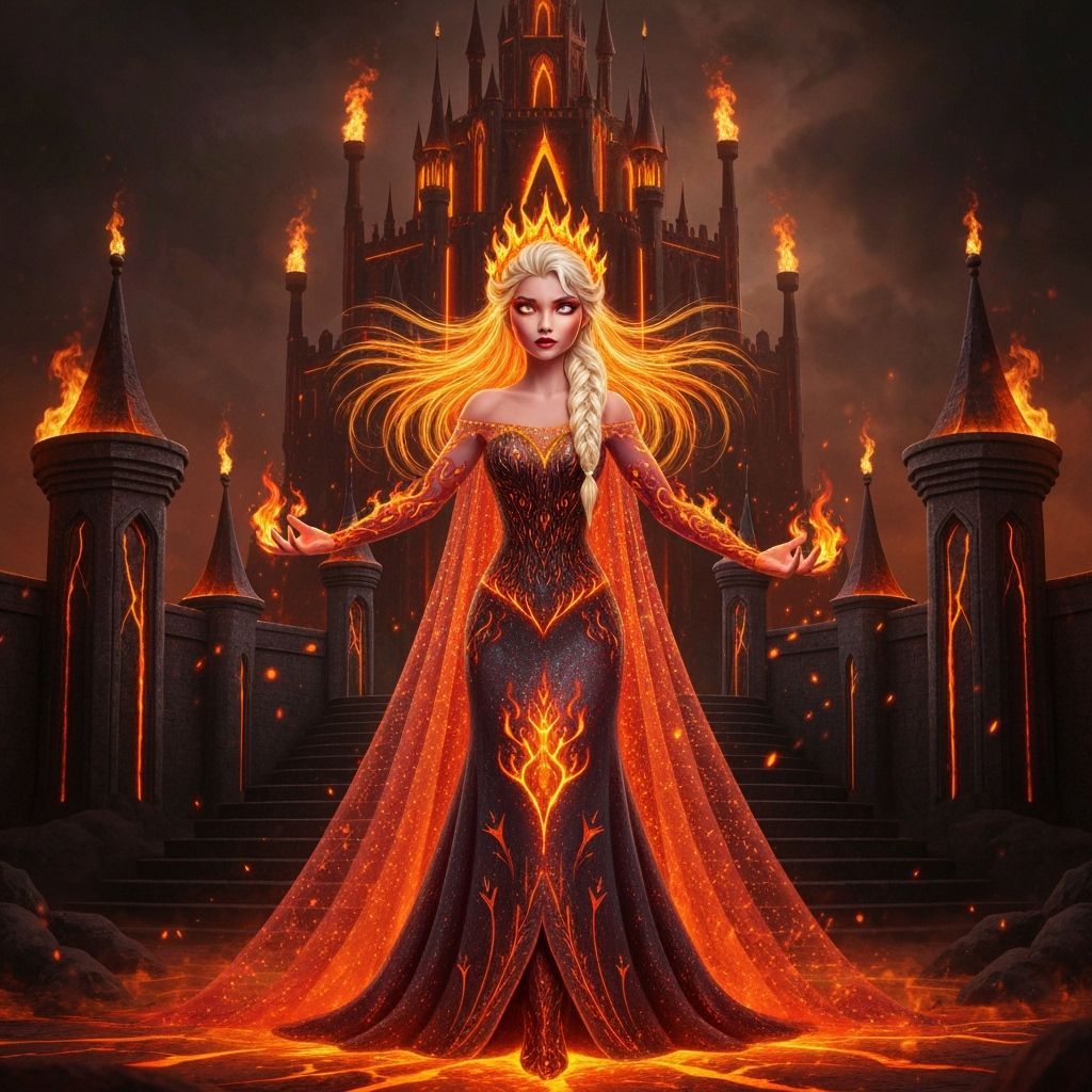 Majestic Flame Queen Commanding Living Fire