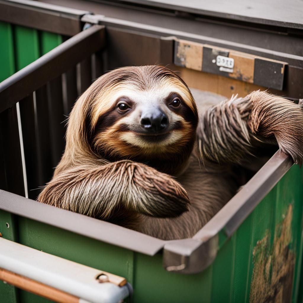 Sloth Goes Dumpster Diving