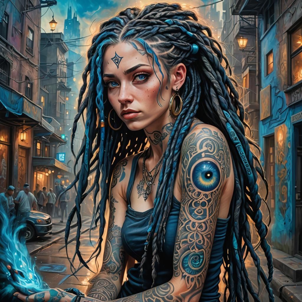 Jinx in Mystical Bioluminescent City, Arcane Style