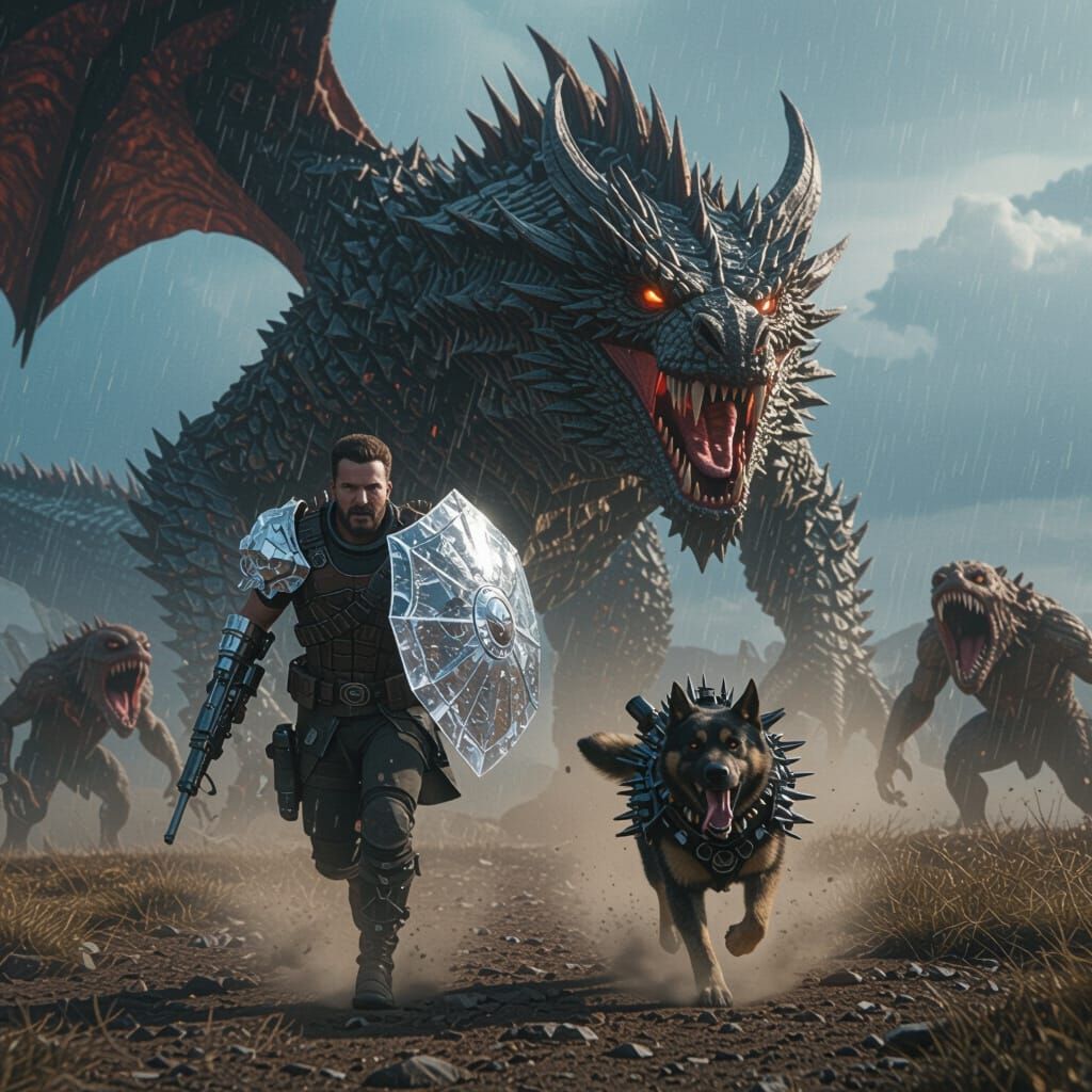 Crystalline Shield Arm and Armed Dog Flee Dragon