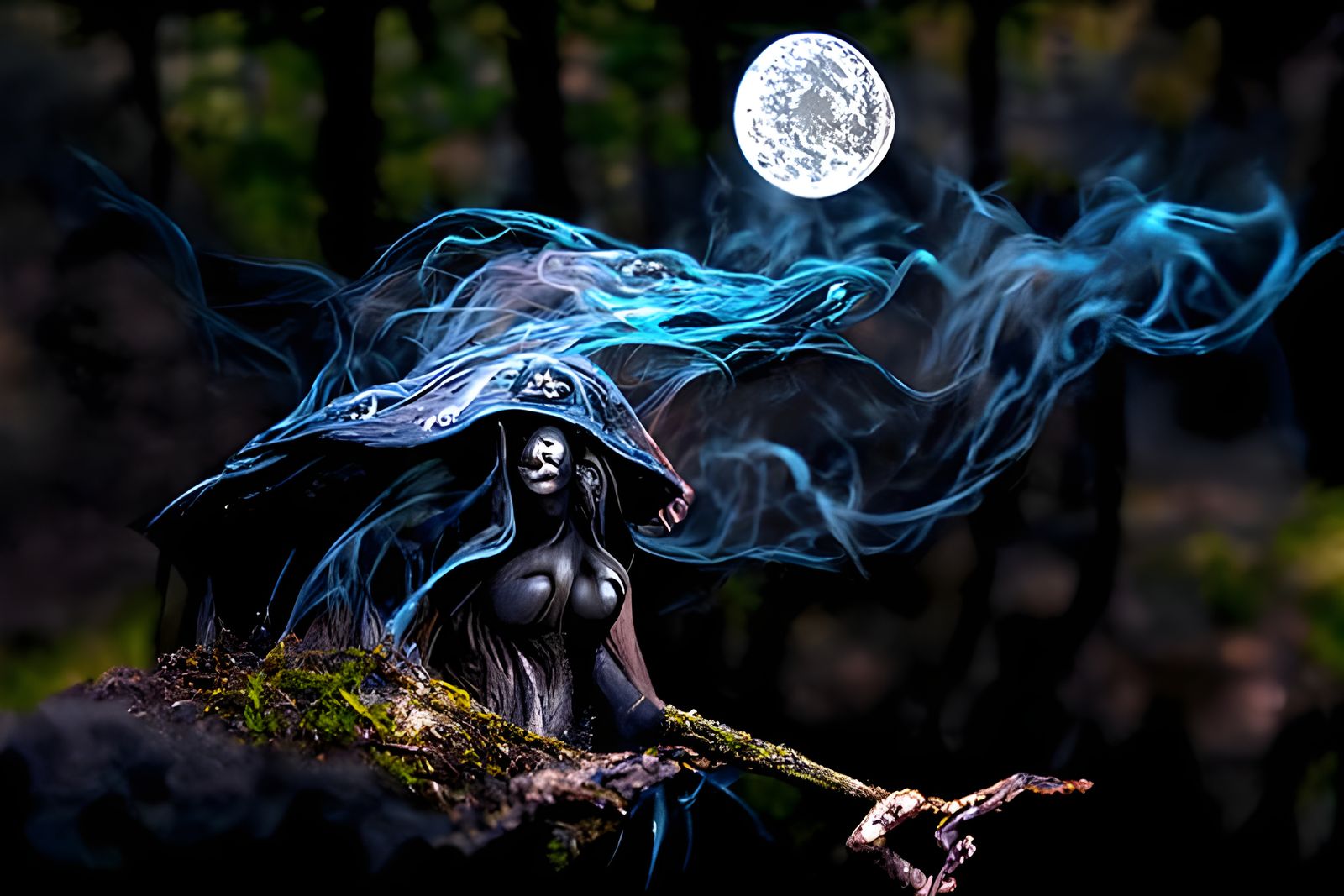 Enchanting Witchcraft Ritual in Dark Fantasy Style