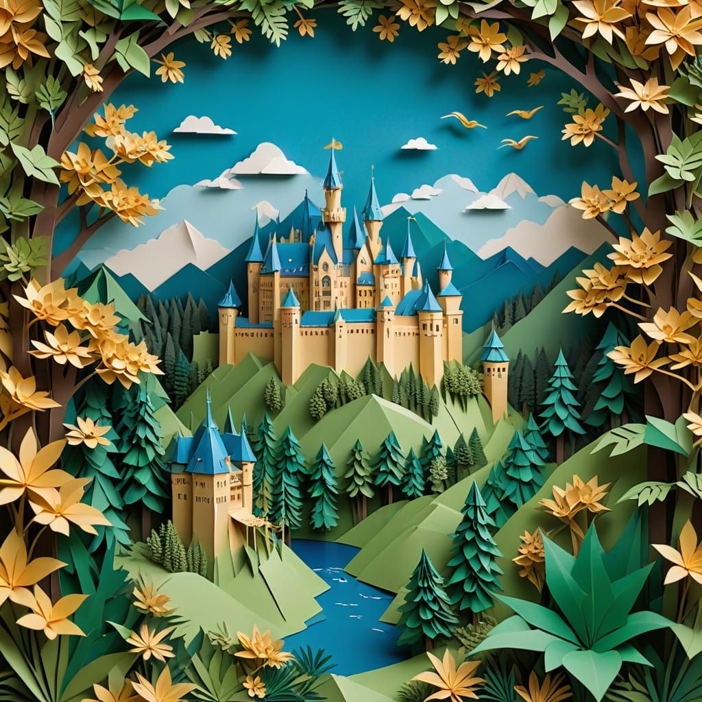 Enchanting Paper Art Castle: Hohenschwangau in Origami