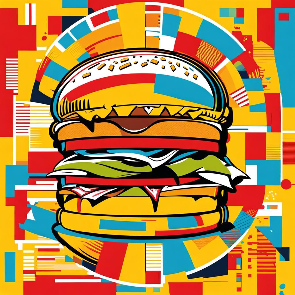McDonald's, Burger King, Wendy's in Pop Art Style