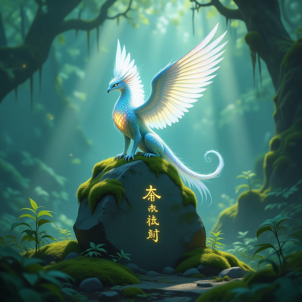 Mystical Creature in Ancient Forest Glade