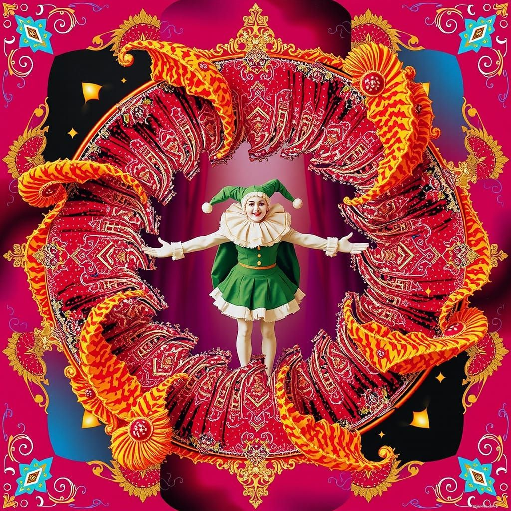 Majestic Harlequin in Dramatic Painterly Style