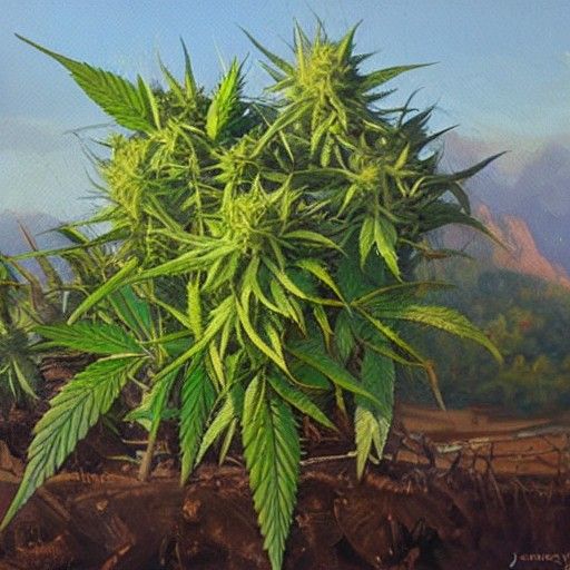 Weed in Oil Painting Style