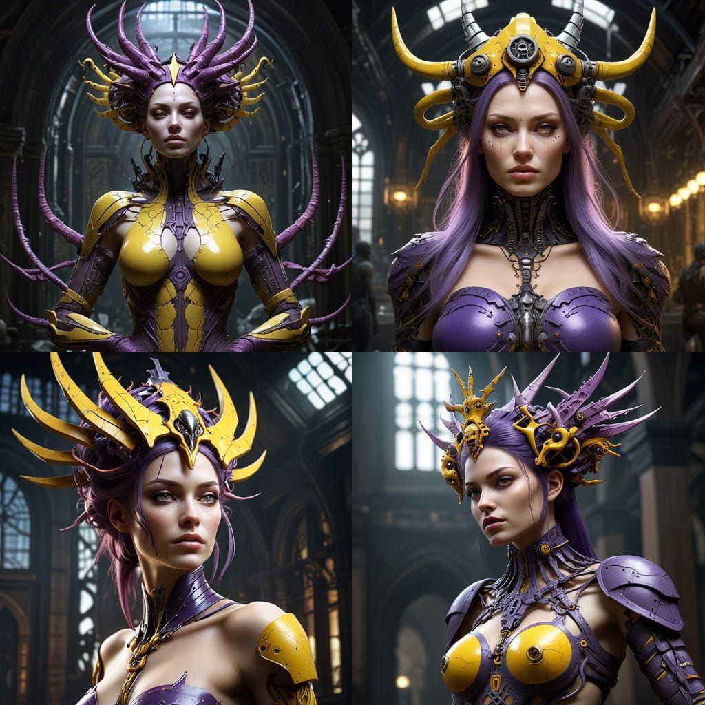 Cyberpunk Goddess in Organic-Bionic Harmony