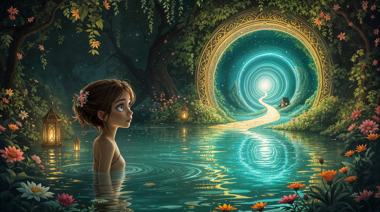 Whimsical Dreamlike Portal to Enchanted Garden