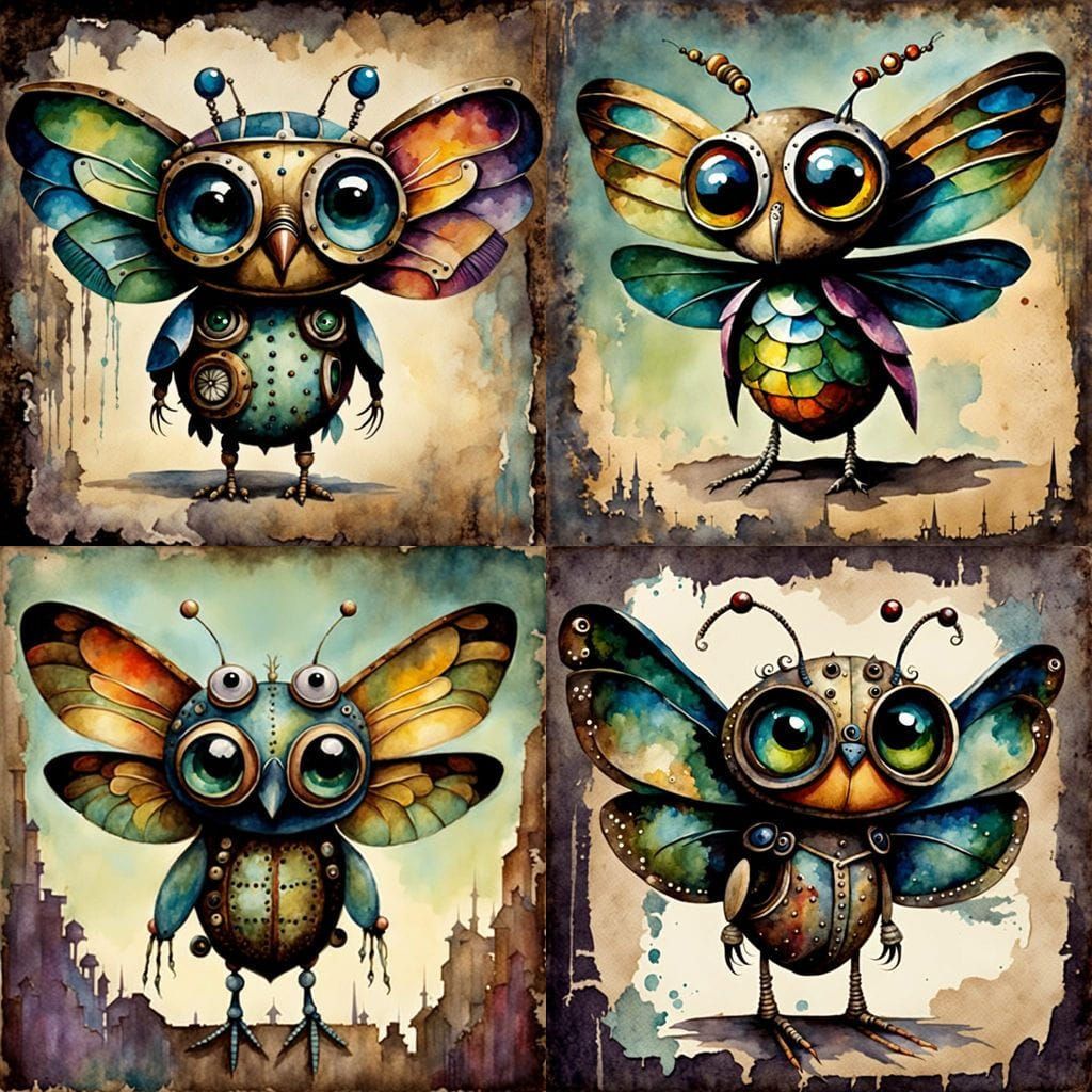 Whimsical Creature with Bulging Eyes, Vintage Storybook Styl...