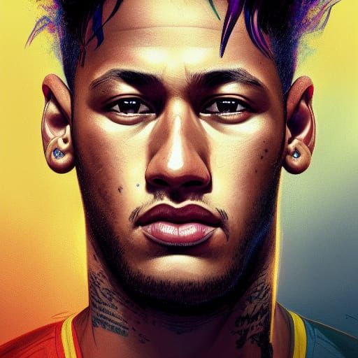 Neymar Portrait in Hyperdetailed Style
