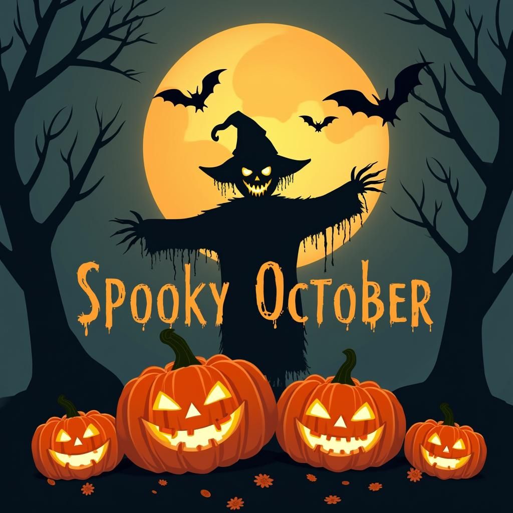 Spooky October: Flat Vector Art Halloween Poster