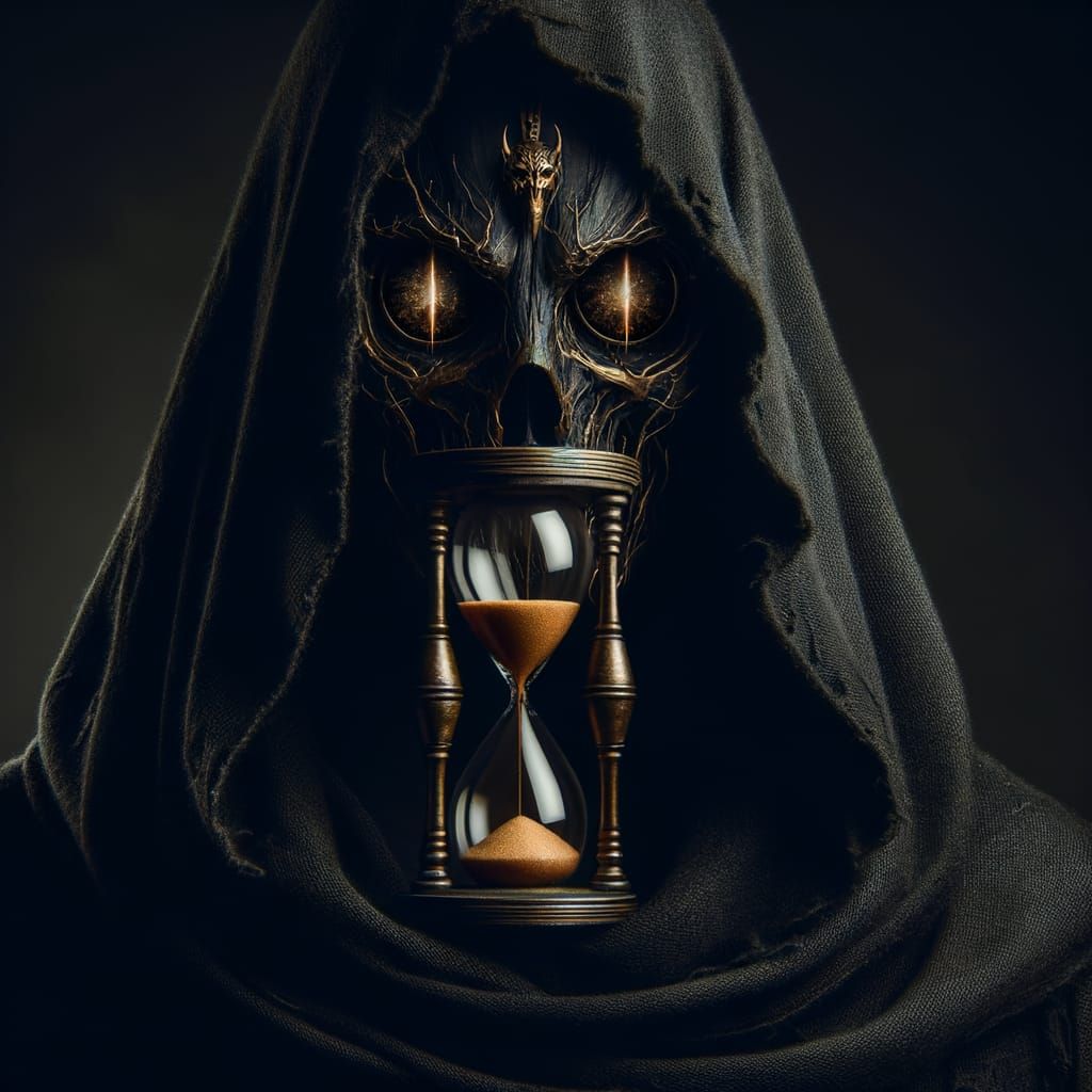 Mysterious Figure with Hourglass Eyes