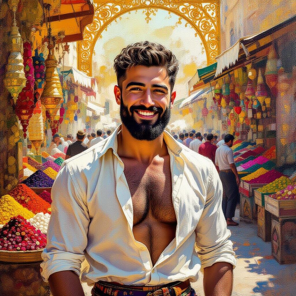 A Handsome Turkish Man in Traditional Market.