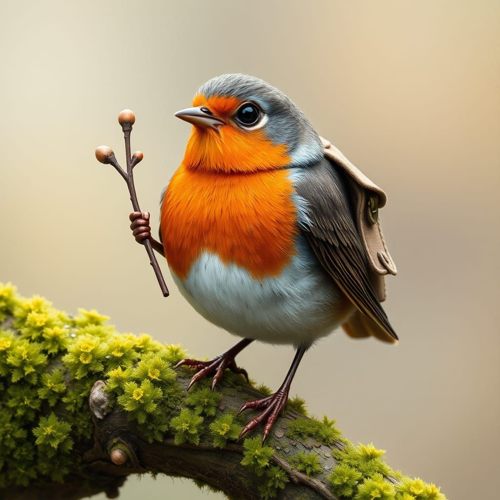 A proud Robin perched on a branch