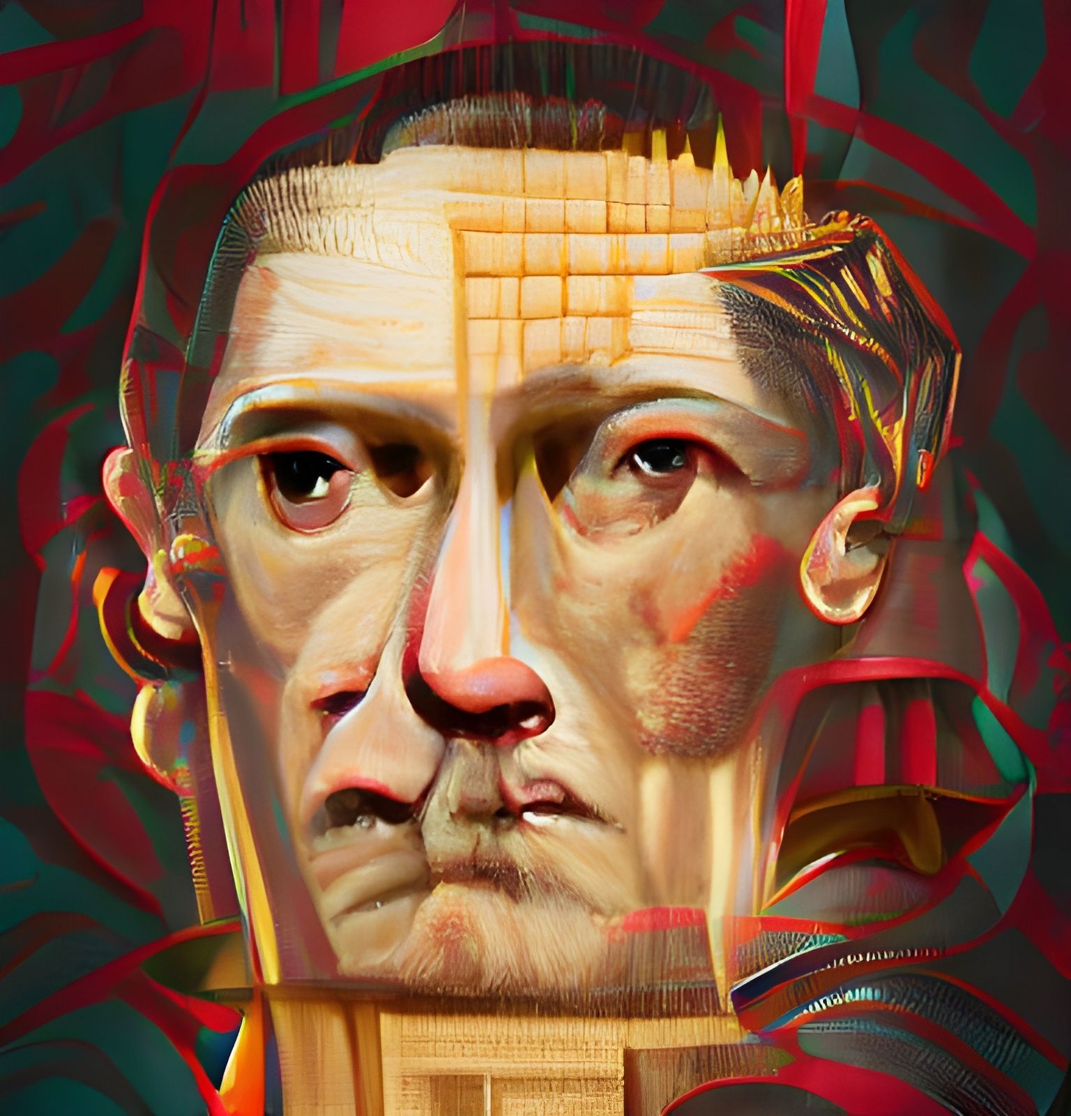 Julius Caesar Portrait in Cubist Geometric Style
