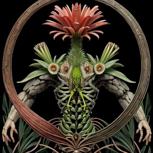 Geometric Botanical Illustration in White