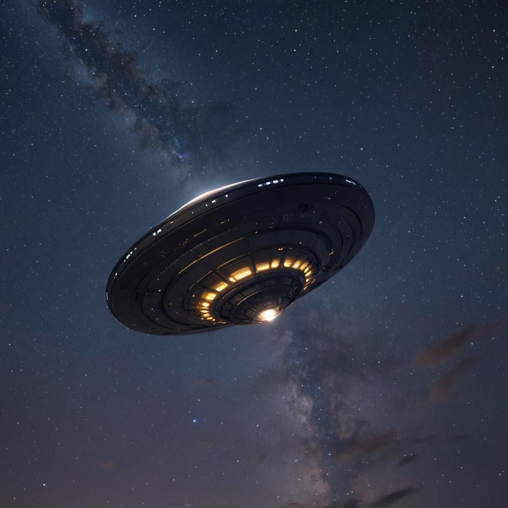 UFO in Starry Night Sky Concept Art