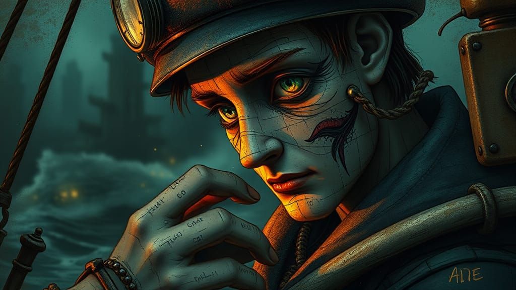 Surreal Dieselpunk Sailor Breathes the Salt Air