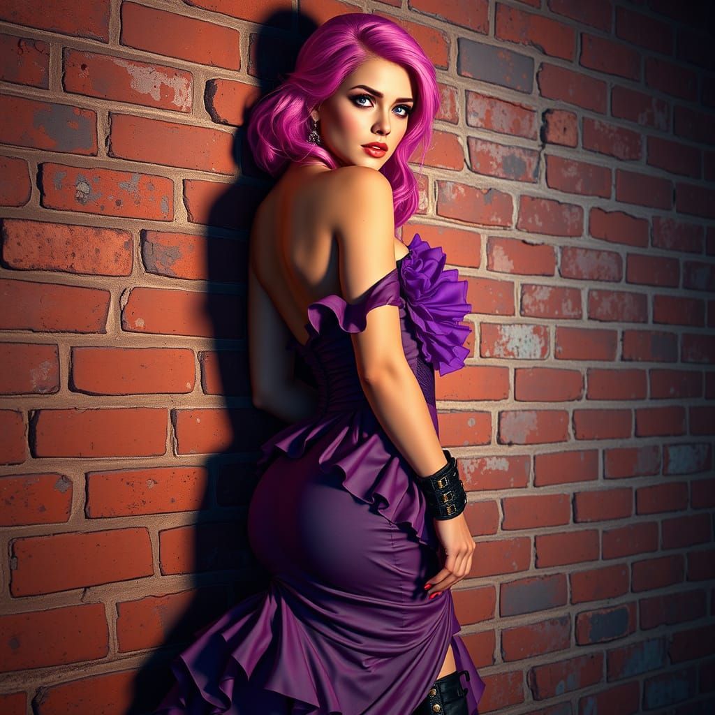 Ethereal Goddess with Ruffles and Combat Boots in Art Nouvea...