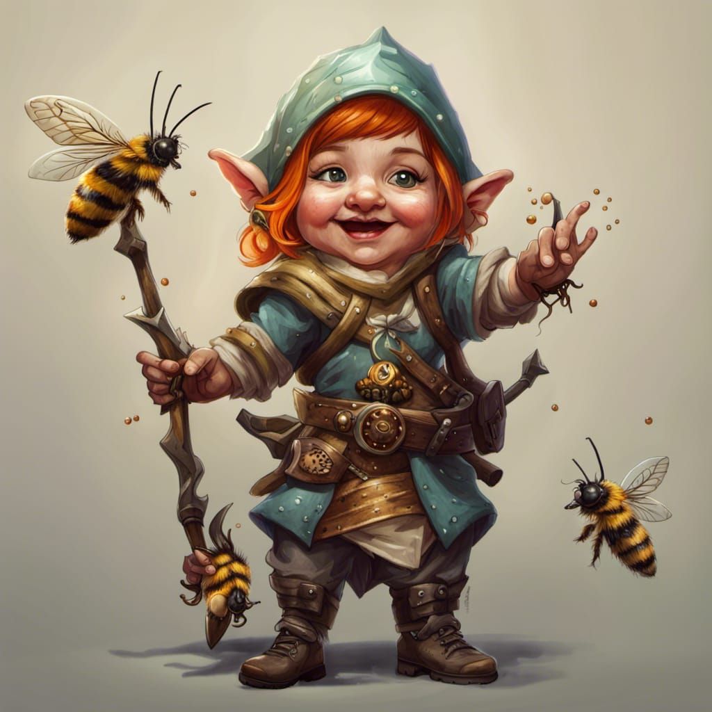 Gnome Swarm Keeper Ranger in Hyperrealistic Style