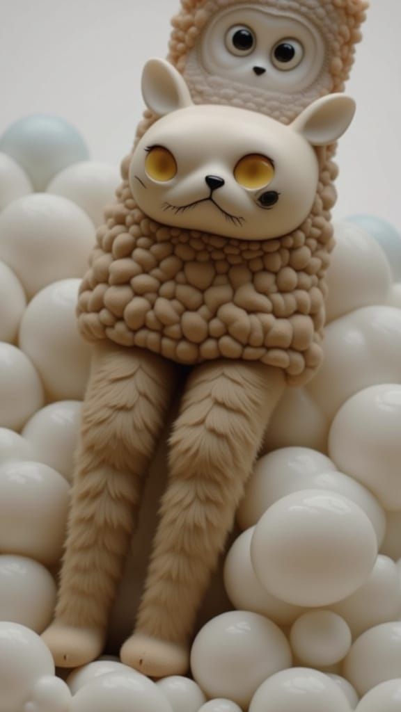 Cartoon Cat with Long Legs in Animated Style