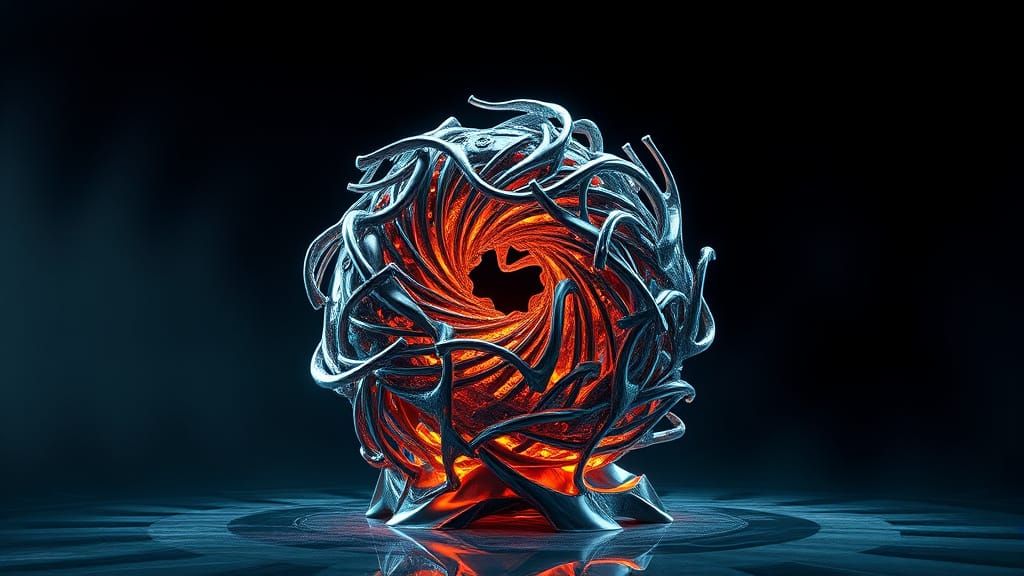 Ethereal Digital Sculpture in Mor and Turquoise Hues
