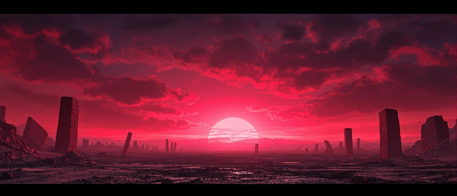 Surreal Post-Apocalyptic Landscape in Ultrared and Infraviol...