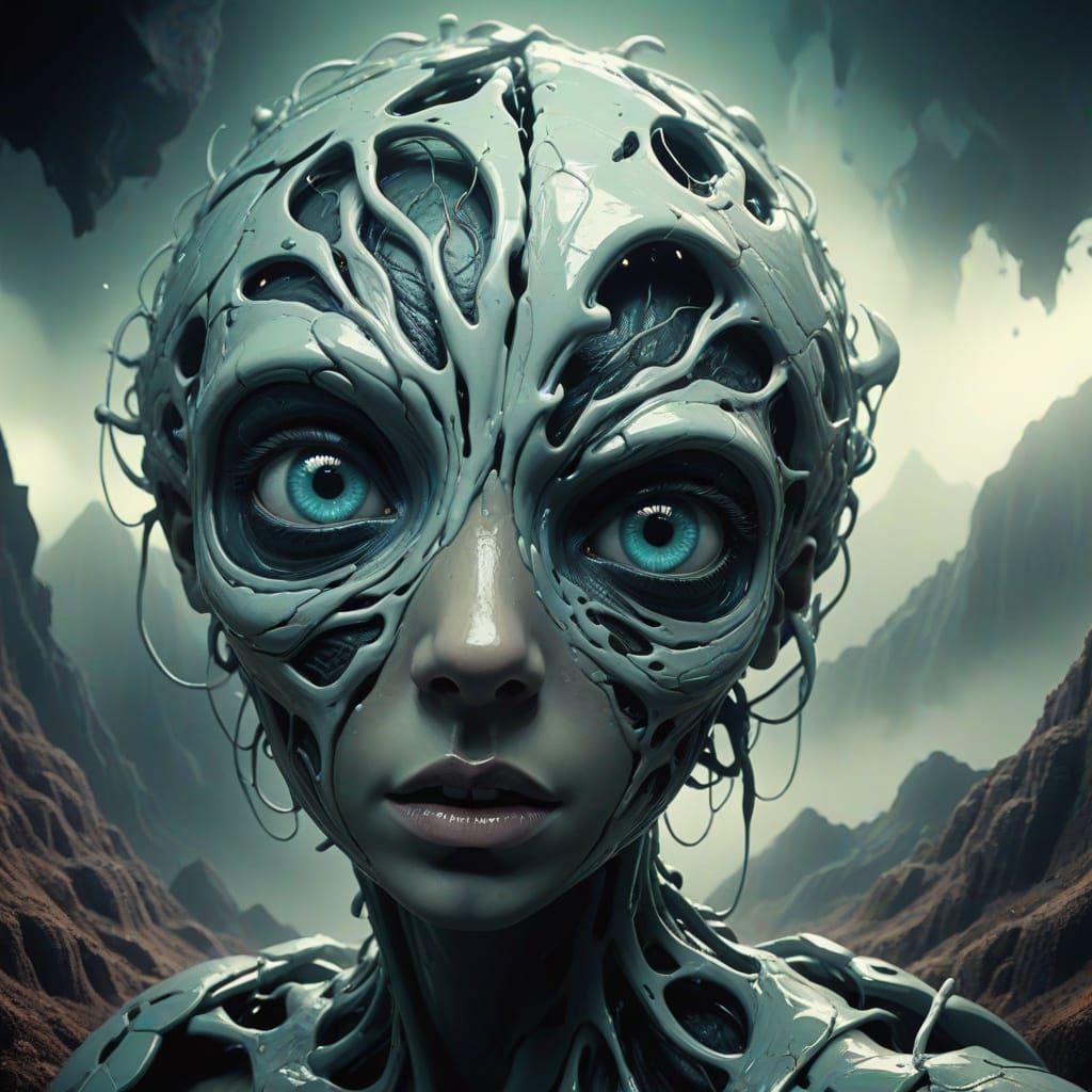 Otherworldly Hybrid Entity Portrait in Dreamlike Style