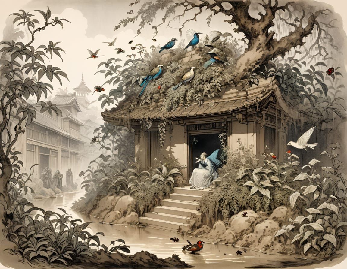 Horror Architecture in Japanese Styles with Nature