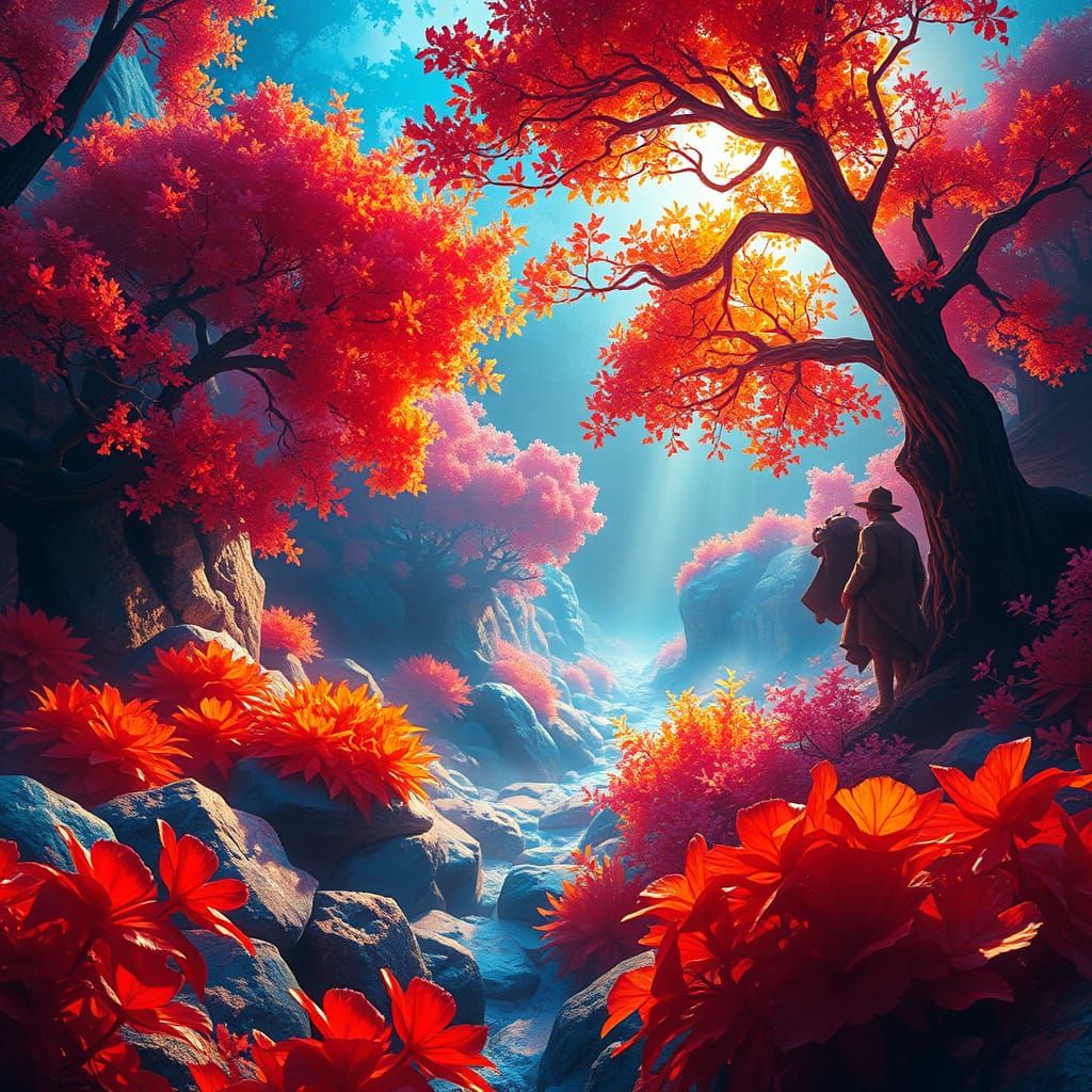 Mythical Realm of Vibrant Rejuvenation in Oil-Painting Style