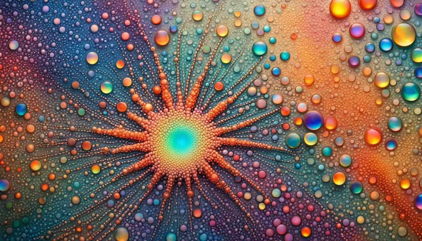 Kaleidoscopic Prismatic Display in Pointillism Style