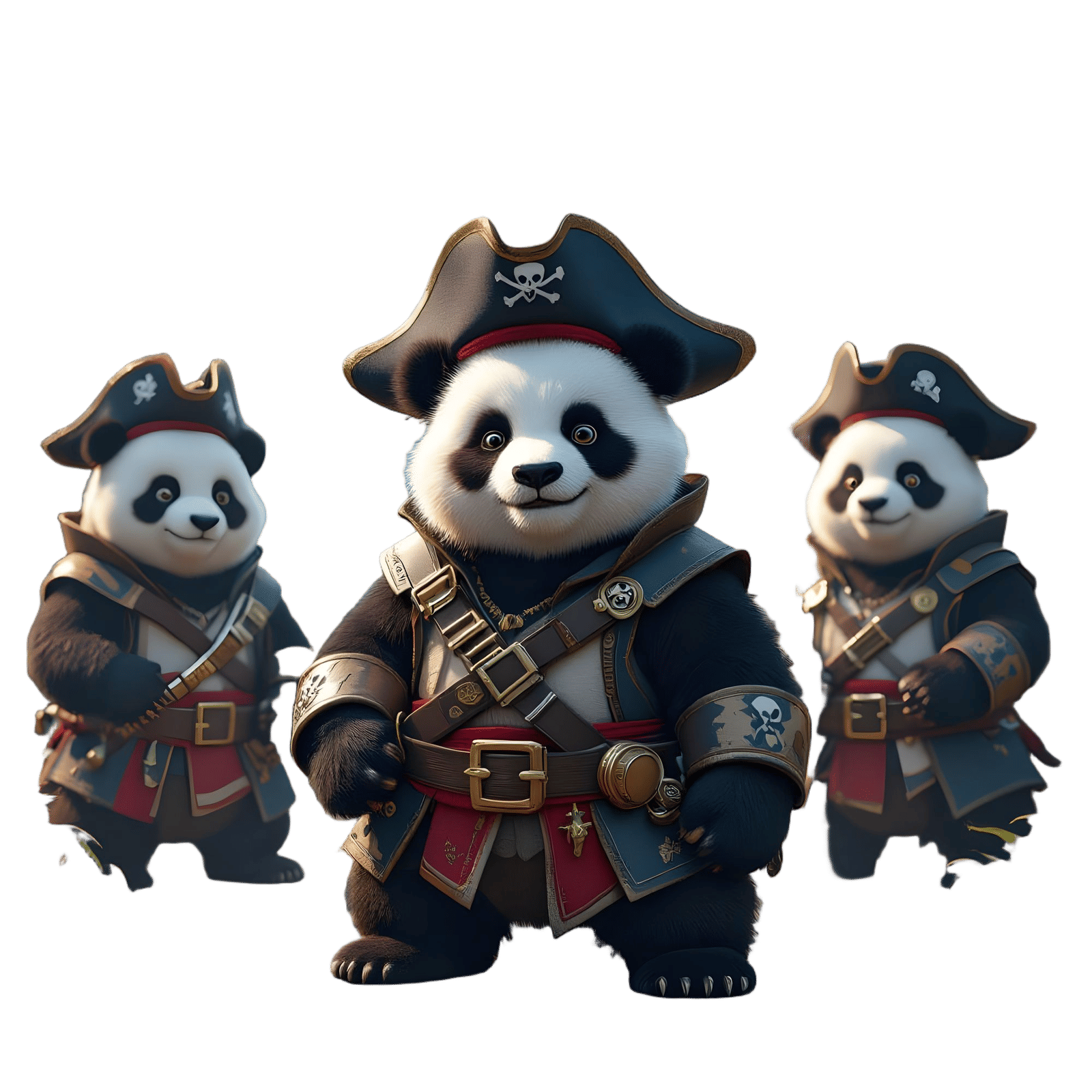 Pirate Pandas Roaming the Seas in Fantasy Art Style