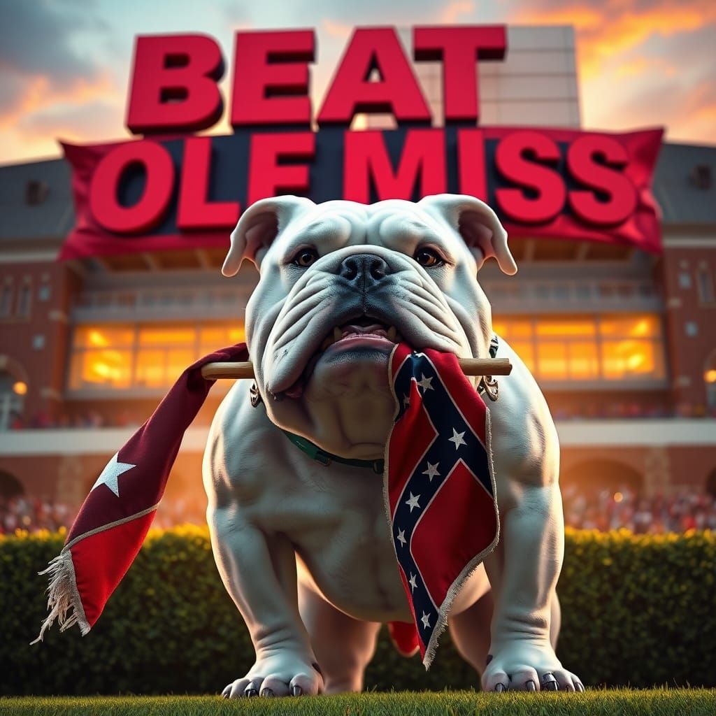 Georgia Bulldog Triumphant Over Ole Miss, Digital Matte Pain...