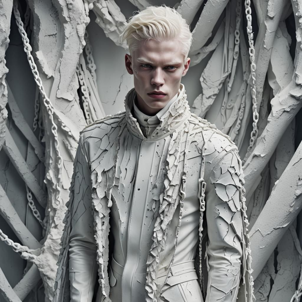 Albino Model in Balenciaga Costume in Fauvist Style