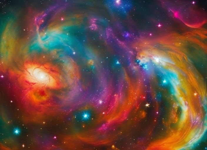 Honeycomb Butterfly in Cosmos Nebula: Ink Art