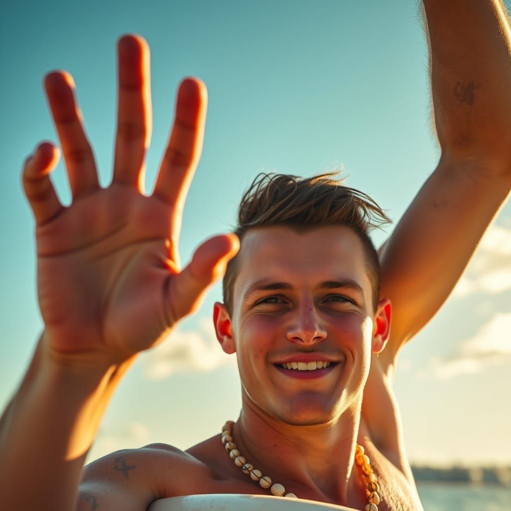 Aussie Surfer Soaks Up Golden Hour at Bondi Beach