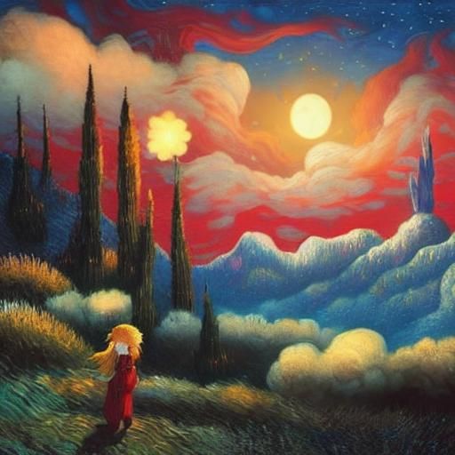 Mythological Moon in Patchwork Fantasy Art