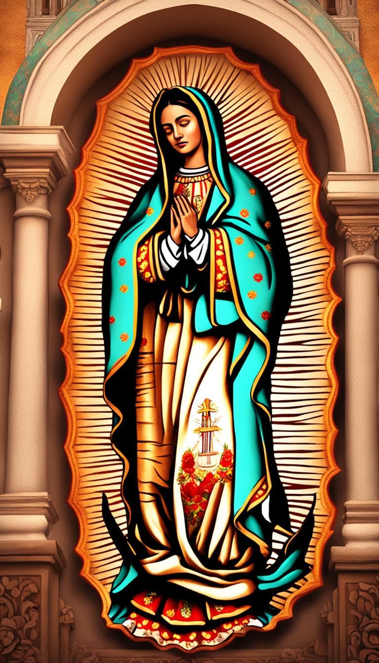 Virgin of Guadalupe in Neo-Impressionist Oil Painting