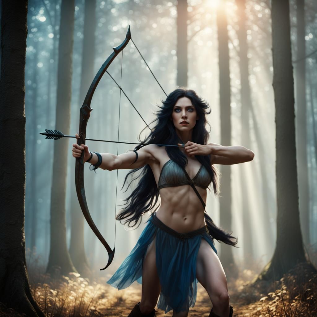 Female Centaur Archer in Misty Forest Film Still