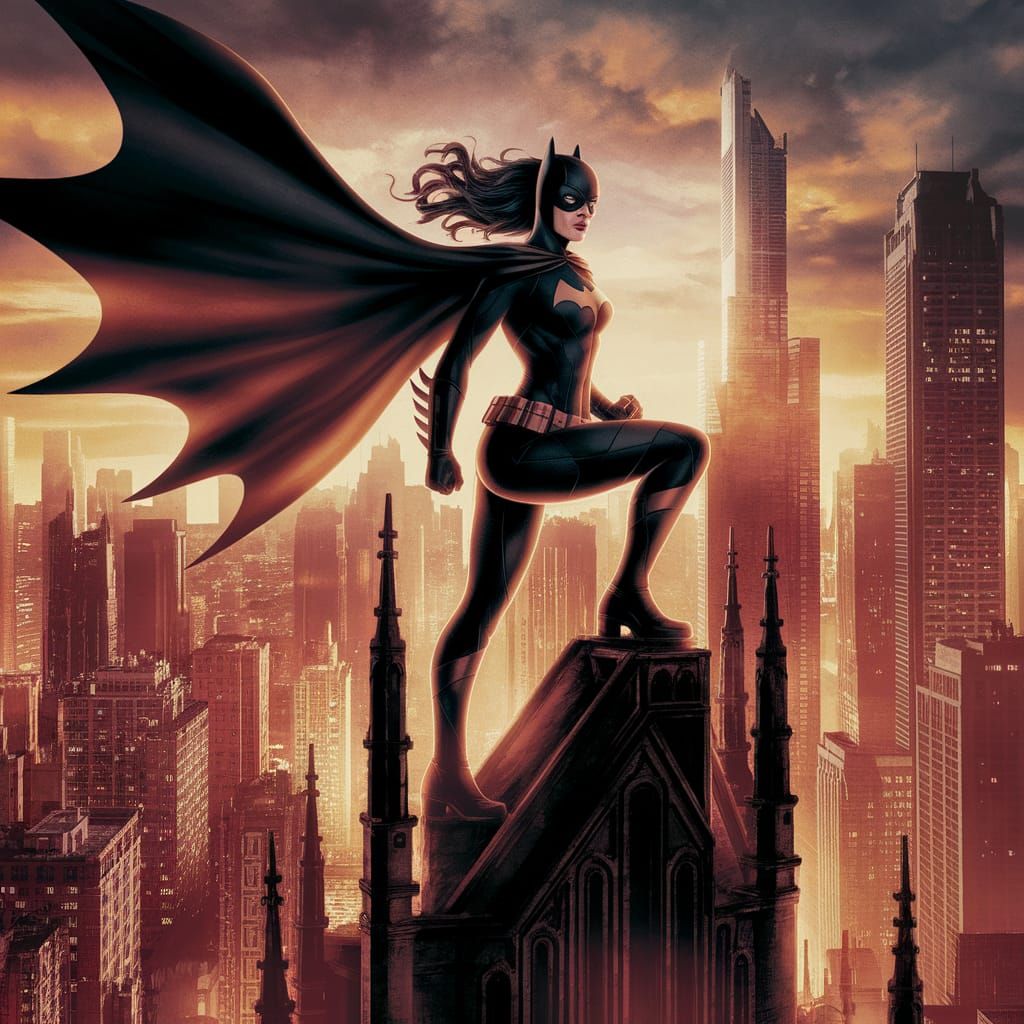 Batwoman on Gothic Skyscraper: A Dramatic Vigil