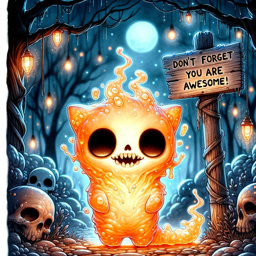 Undead Slime Cat in Fairycore Watercolor Style